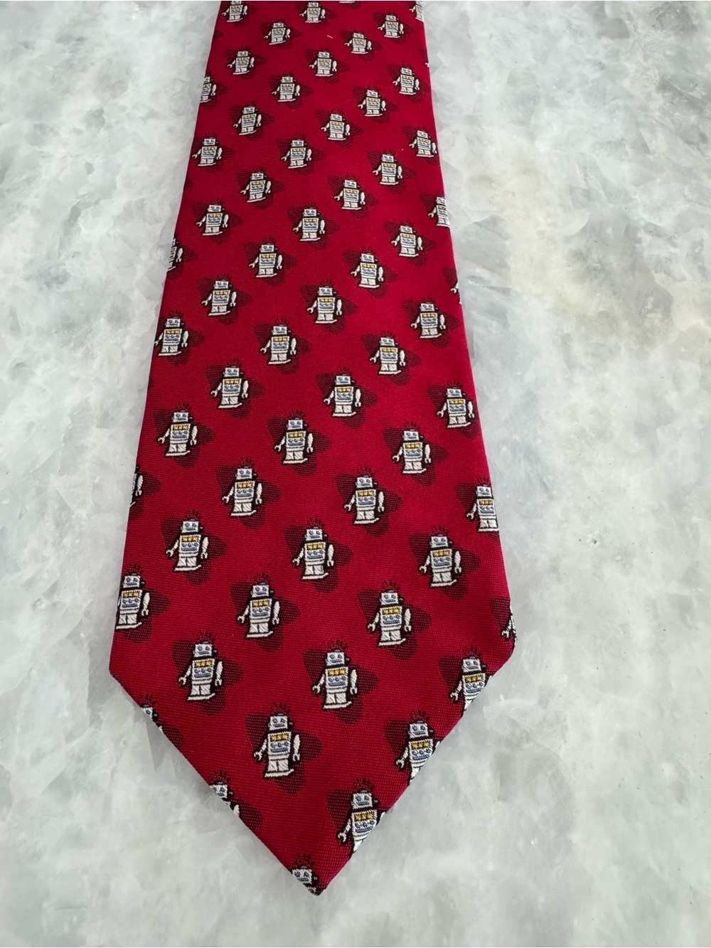 Lee Allison Silk Classic Red Novel Robot Silk Tie